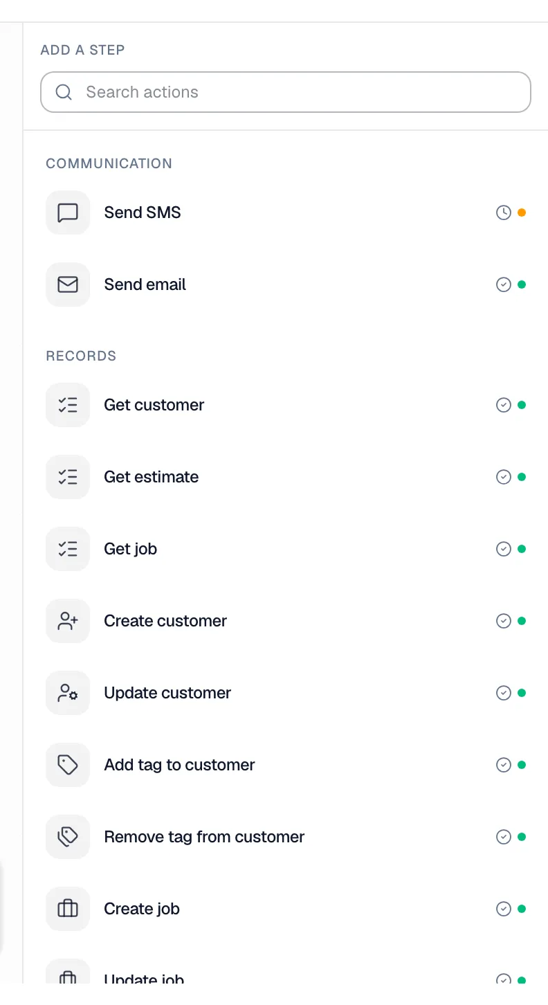 Add a step list in the automation builder