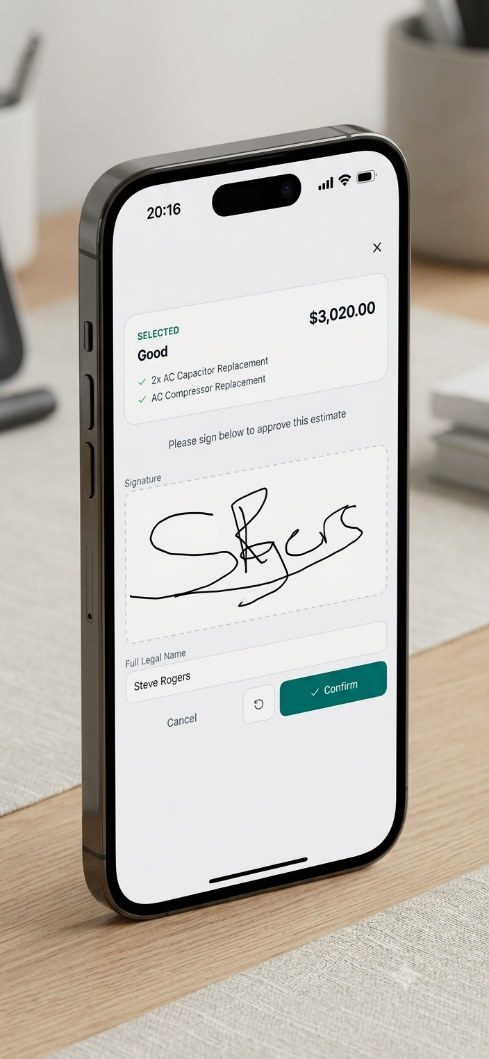 Mobile signature step