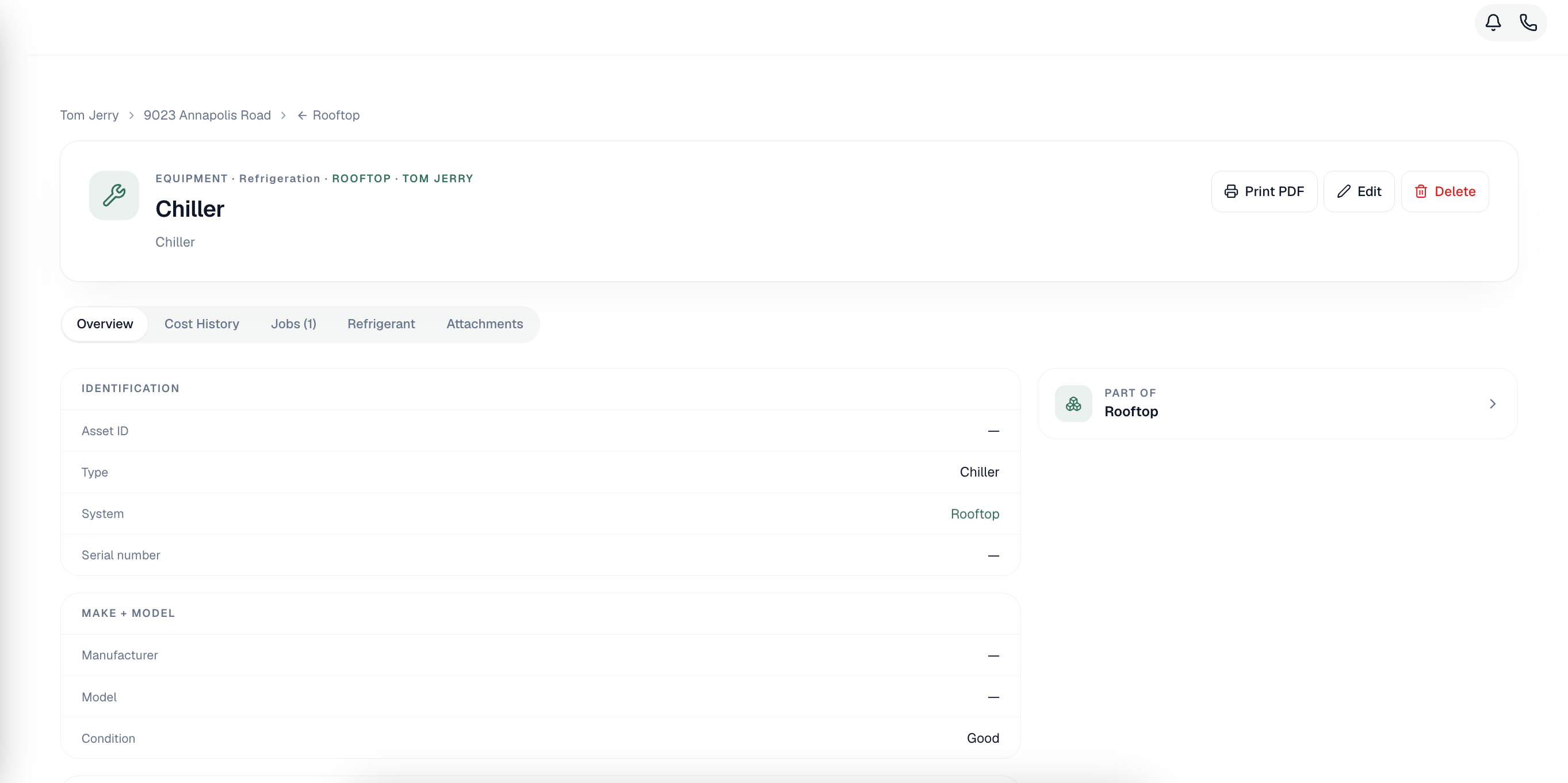 Equipment form with the System and Asset ID fields