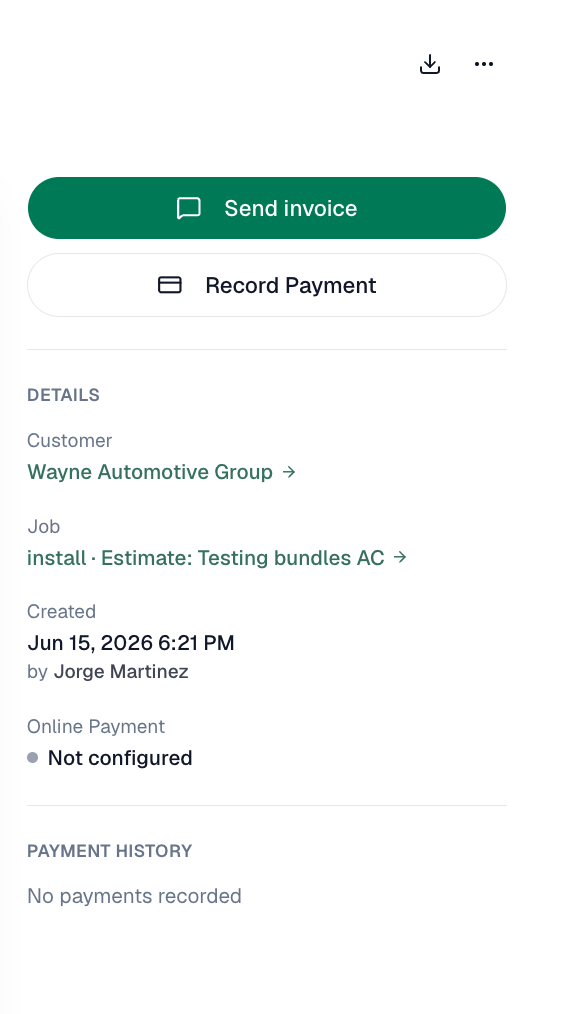 Invoice — Send view
