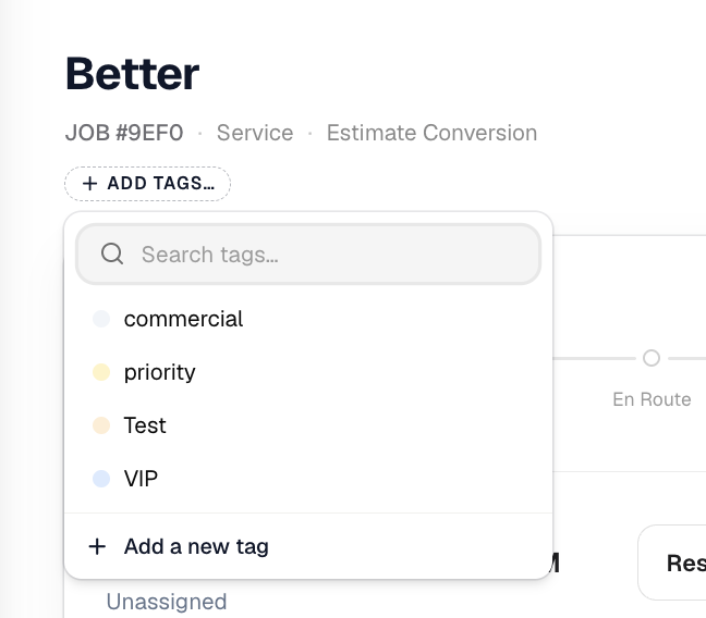 Tag management screen