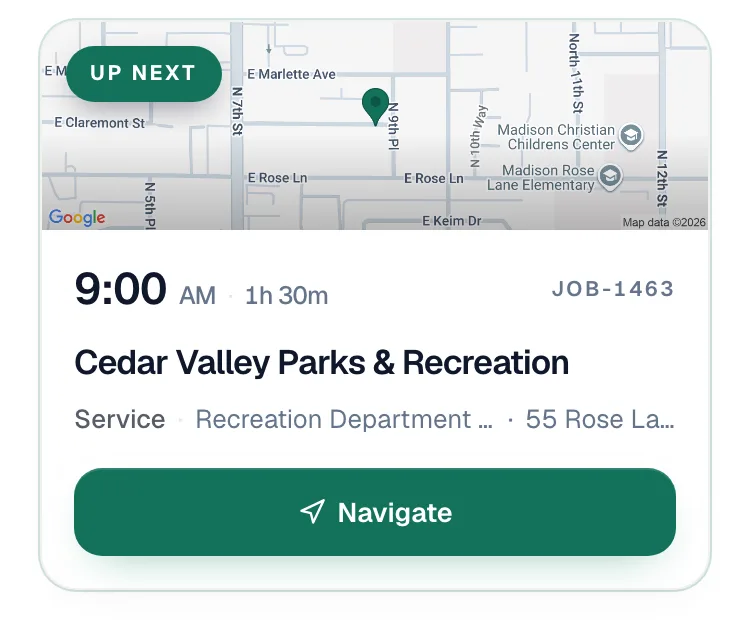 Up next card showing the property name before the street