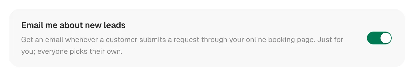Email me about new leads switch