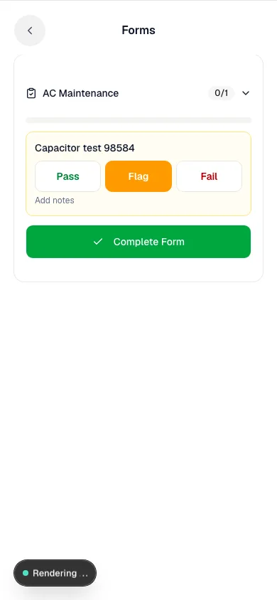 A Pass / Flag / Fail step on the phone with Flag selected